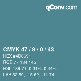 Color code: CMYK 47 / 8 / 0 / 43 | qconv.com
