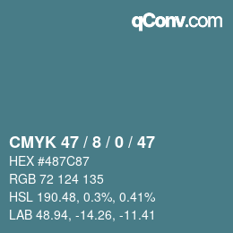 カラーコード: CMYK 47 / 8 / 0 / 47 | qconv.com