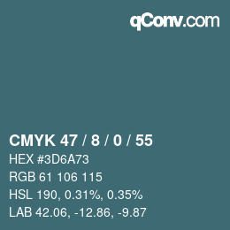 颜色代码: CMYK 47 / 8 / 0 / 55 | qconv.com