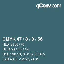 カラーコード: CMYK 47 / 8 / 0 / 56 | qconv.com