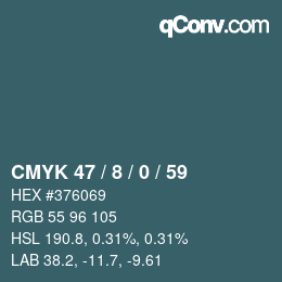 カラーコード: CMYK 47 / 8 / 0 / 59 | qconv.com