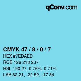 颜色代码: CMYK 47 / 8 / 0 / 7 | qconv.com