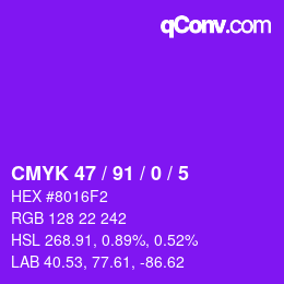 Color code: CMYK 47 / 91 / 0 / 5 | qconv.com