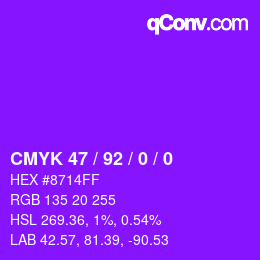 カラーコード: CMYK 47 / 92 / 0 / 0 | qconv.com