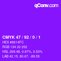 カラーコード: CMYK 47 / 92 / 0 / 1 | qconv.com