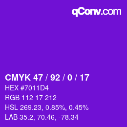Color code: CMYK 47 / 92 / 0 / 17 | qconv.com