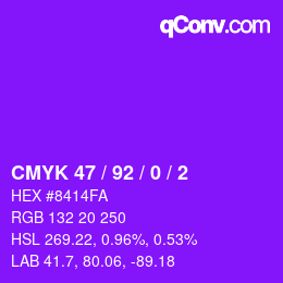 カラーコード: CMYK 47 / 92 / 0 / 2 | qconv.com