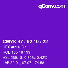 カラーコード: CMYK 47 / 92 / 0 / 22 | qconv.com