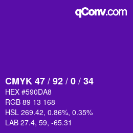 Color code: CMYK 47 / 92 / 0 / 34 | qconv.com