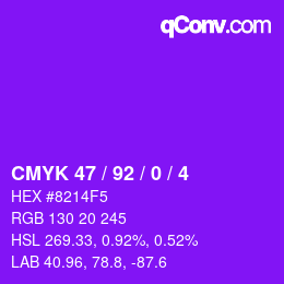 カラーコード: CMYK 47 / 92 / 0 / 4 | qconv.com
