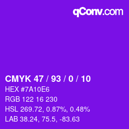 颜色代码: CMYK 47 / 93 / 0 / 10 | qconv.com