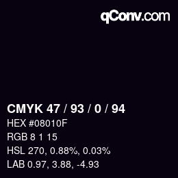 颜色代码: CMYK 47 / 93 / 0 / 94 | qconv.com