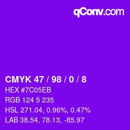 Color code: CMYK 47 / 98 / 0 / 8 | qconv.com