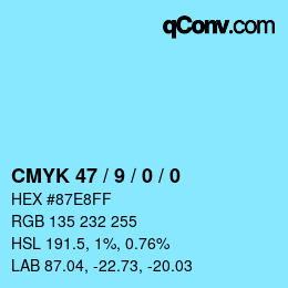 Color code: CMYK 47 / 9 / 0 / 0 | qconv.com