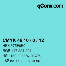 Color code: CMYK 48 / 0 / 0 / 12 | qconv.com