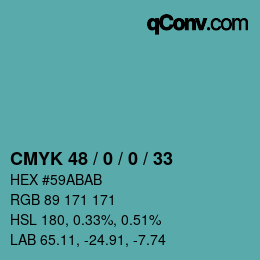 Color code: CMYK 48 / 0 / 0 / 33 | qconv.com