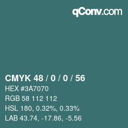 カラーコード: CMYK 48 / 0 / 0 / 56 | qconv.com