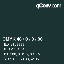 Color code: CMYK 48 / 0 / 0 / 80 | qconv.com