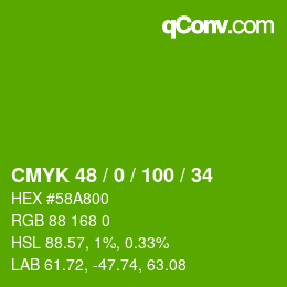 Color code: CMYK 48 / 0 / 100 / 34 | qconv.com