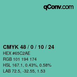 カラーコード: CMYK 48 / 0 / 10 / 24 | qconv.com
