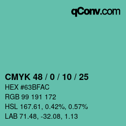Código de color: CMYK 48 / 0 / 10 / 25 | qconv.com
