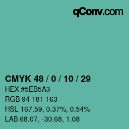 Color code: CMYK 48 / 0 / 10 / 29 | qconv.com