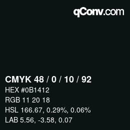 Color code: CMYK 48 / 0 / 10 / 92 | qconv.com