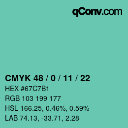 Color code: CMYK 48 / 0 / 11 / 22 | qconv.com