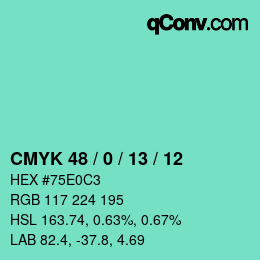 Color code: CMYK 48 / 0 / 13 / 12 | qconv.com