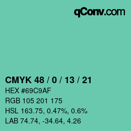 Color code: CMYK 48 / 0 / 13 / 21 | qconv.com