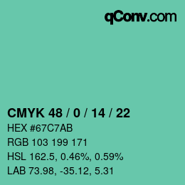 Farbcode: CMYK 48 / 0 / 14 / 22 | qconv.com