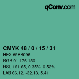 Color code: CMYK 48 / 0 / 15 / 31 | qconv.com