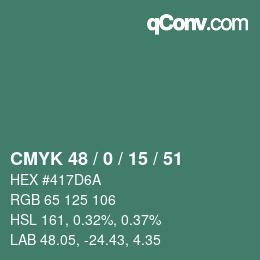 Farbcode: CMYK 48 / 0 / 15 / 51 | qconv.com
