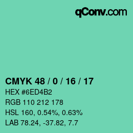 Color code: CMYK 48 / 0 / 16 / 17 | qconv.com