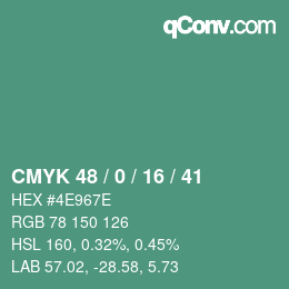 Código de color: CMYK 48 / 0 / 16 / 41 | qconv.com
