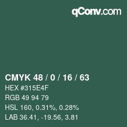 Farbcode: CMYK 48 / 0 / 16 / 63 | qconv.com