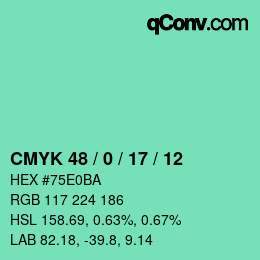 颜色代码: CMYK 48 / 0 / 17 / 12 | qconv.com