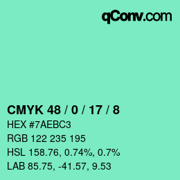 カラーコード: CMYK 48 / 0 / 17 / 8 | qconv.com