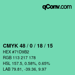 Color code: CMYK 48 / 0 / 18 / 15 | qconv.com