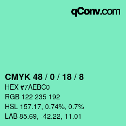 Farbcode: CMYK 48 / 0 / 18 / 8 | qconv.com