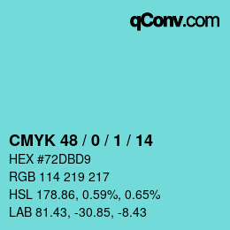 カラーコード: CMYK 48 / 0 / 1 / 14 | qconv.com