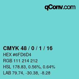 Color code: CMYK 48 / 0 / 1 / 16 | qconv.com