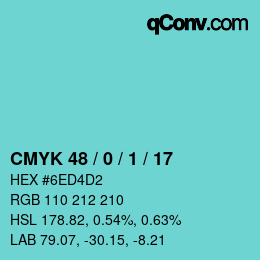 Color code: CMYK 48 / 0 / 1 / 17 | qconv.com