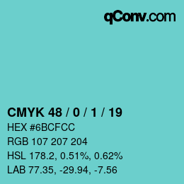 Color code: CMYK 48 / 0 / 1 / 19 | qconv.com