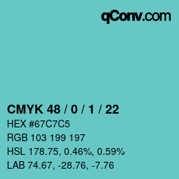 Color code: CMYK 48 / 0 / 1 / 22 | qconv.com