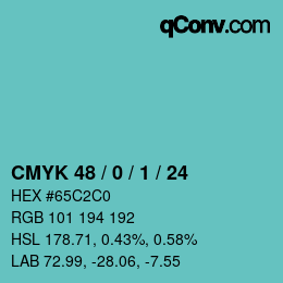颜色代码: CMYK 48 / 0 / 1 / 24 | qconv.com