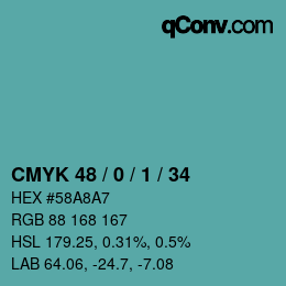 Color code: CMYK 48 / 0 / 1 / 34 | qconv.com
