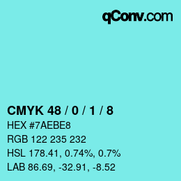 Color code: CMYK 48 / 0 / 1 / 8 | qconv.com