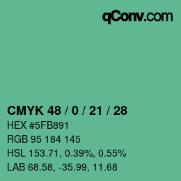 Color code: CMYK 48 / 0 / 21 / 28 | qconv.com