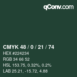 颜色代码: CMYK 48 / 0 / 21 / 74 | qconv.com